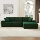 English Elm Sectional Sofa Set Separate L Shaped Corduroy Couch Cover For Both Left/Right Couch (Seat and Back: 1 Chaise + 2 Sofa Seater) ,Dark Green.