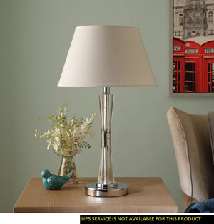 English Elm Modern Hourglass Acrylic Table Lamp with Chrome Base, White Conical Shade, 27" Tall Accent Light B011P162537