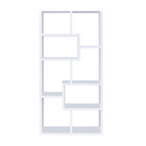 English Elm Multiple Geometric Rectangular 10-Shelf Bookcase White — Space-Saving Display, Sturdy Manufactured Wood Finish B016P162594