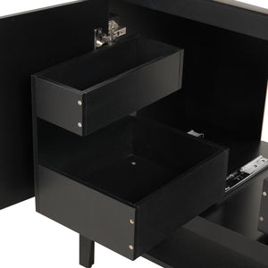 English Elm 36" Modern Black Bathroom Vanity with Ceramic Sink, Solid Wood & MDF, 2 Doors 2 Drawers Shelf WF319758AAB