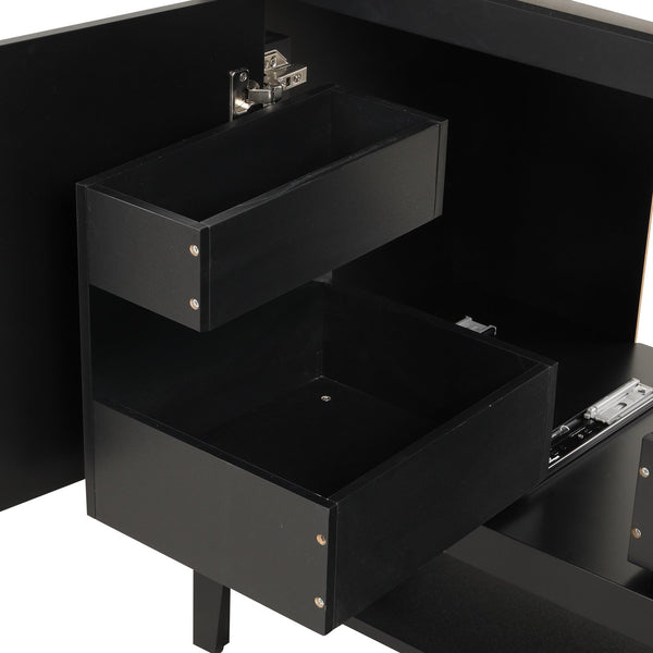 English Elm 36" Modern Black Bathroom Vanity with Ceramic Sink, Solid Wood & MDF, 2 Doors 2 Drawers Shelf WF319758AAB