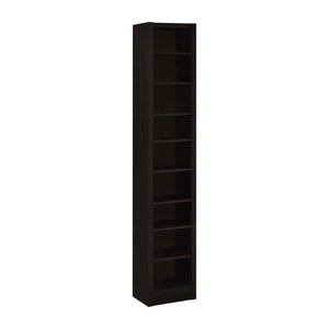 English Elm Rectangular 8-Shelf Bookcase with 2 Fixed Shelves, Cappuccino Finish — Tall Media Display Rack for Books, Games, Photos and Decor Organizing Spaciously B016P162607