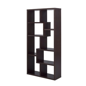 English Elm 10-Shelf Geometric Bookcase In Rich Cappuccino Finish - Stylish Storage For Any Room Decor B016P162602