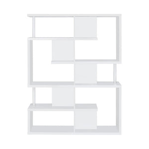 English Elm 5-Tier Modern Bookcase White and Chrome – Multi-Size Shelves for Books, Binders & Decorative Storage (98) B016P162610