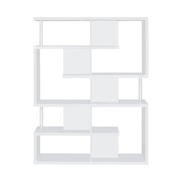 English Elm 5-Tier Modern Bookcase White and Chrome – Multi-Size Shelves for Books, Binders & Decorative Storage (98) B016P162610