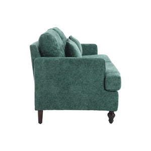 English Elm Mid Century Modern chenille loveseat with solid wood frame, detachable cushions, breathable fabric couch Emerald W395P151896