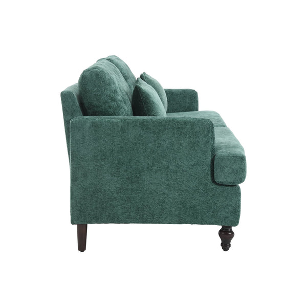 English Elm Mid Century Modern chenille loveseat with solid wood frame, detachable cushions, breathable fabric couch Emerald W395P151896