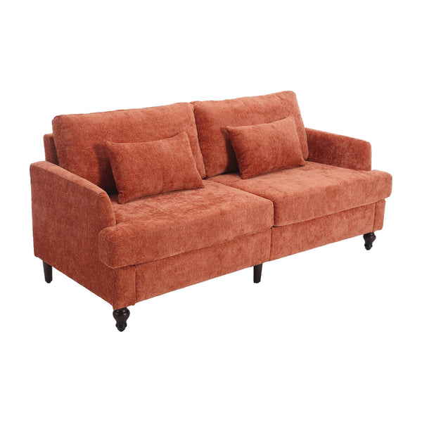 English Elm Mid Century Modern chenille loveseat with solid wood frame, detachable cushions, breathable fabric couch Dark Orange W395P151899