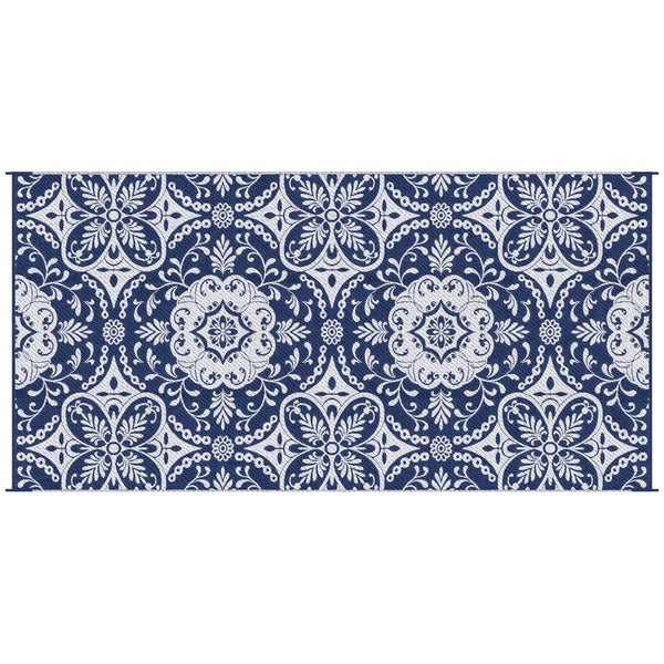 English Elm Outsunny Reversible Waterproof Outdoor Rug, 9' X 18' Floral Mat For Patios, Rvs, Beach, Picnic Fun W2225P172570-GIGA