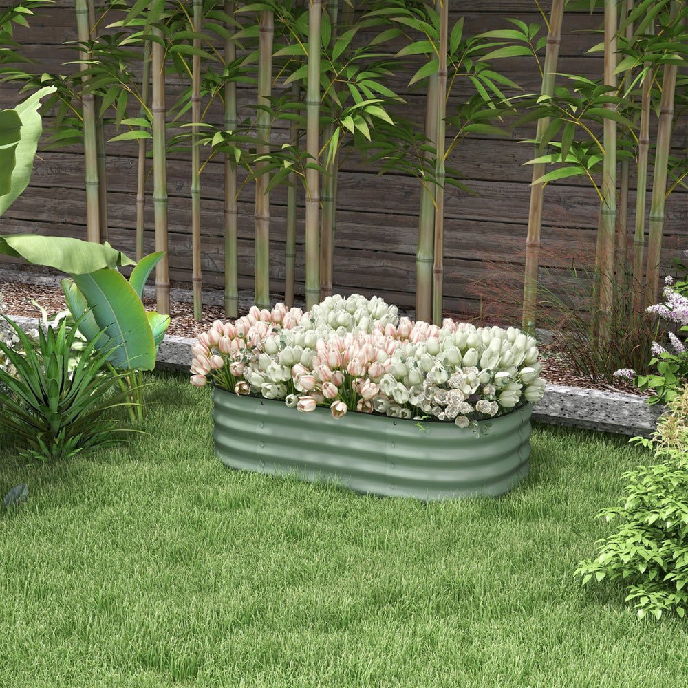 English Elm Outsunny 3.4' X 2' Galvanized Steel Raised Garden Bed Kit For Easy Diy Planting Of Herbs & Veggies W2225P172540-GIGA