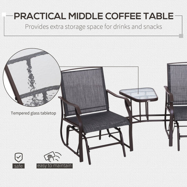 English Elm Outsunny Outdoor Glider Chairs Set With Center Table – Stylish 2-Seat Rocking Loveseat For Relaxation W2225P172499-GIGA