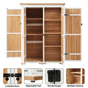 English Elm TOPMAX Outdoor 5.5ft Wood Storage Shed Cabinet with Waterproof Asphalt Roof, Lockable Doors, Sturdy Natural SP100016AAL