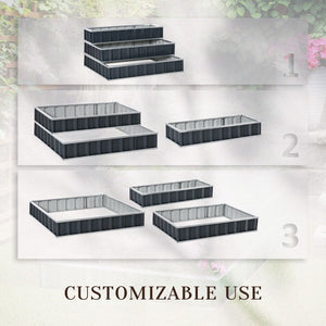 English Elm Outsunny 3 Tier Modular Steel Raised Garden Bed With Gloves - Perfect For Vegetables, Herbs & Flowers! W2225P172597-GIGA
