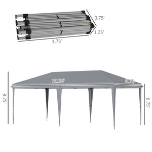 English Elm Outsunny 10' X 20' Heavy Duty Pop Up Canopy Tent - Instant Shade For Events, Parties & Bbqs, Gray W2225P164129-GIGA