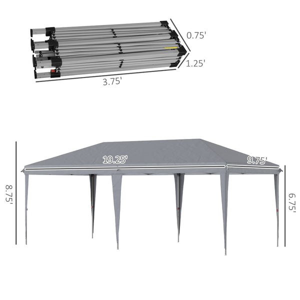 English Elm Outsunny 10' X 20' Heavy Duty Pop Up Canopy Tent - Instant Shade For Events, Parties & Bbqs, Gray W2225P164129-GIGA
