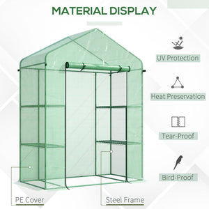 English Elm Outsunny 5' X 2.5' Portable Mini Walk-In Greenhouse Kit With 3-Tier Shelves, Roll-Up Door & Uv Cover W2225P164102-GIGA