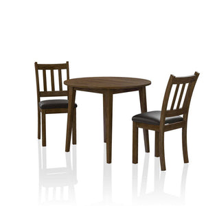 English Elm Cozy Walnut 3pc Round Dining Set with Padded Leatherette Seats, Solid Wood Ladder-Back Chairs, Compact 36" Table B011P162633