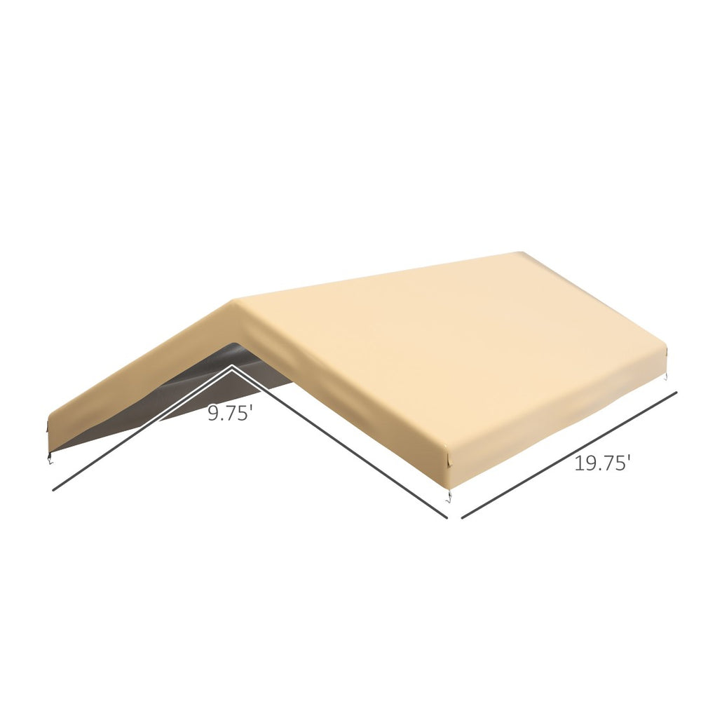 English Elm Outsunny 10' X 20' Waterproof Replacement Canopy Cover, Uv-Protected For Carport Garage, Beige W2225P164107-GIGA
