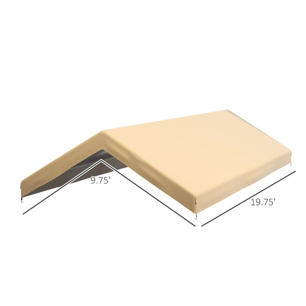 English Elm Outsunny 10' X 20' Waterproof Replacement Canopy Cover, Uv-Protected For Carport Garage, Beige W2225P164107-GIGA
