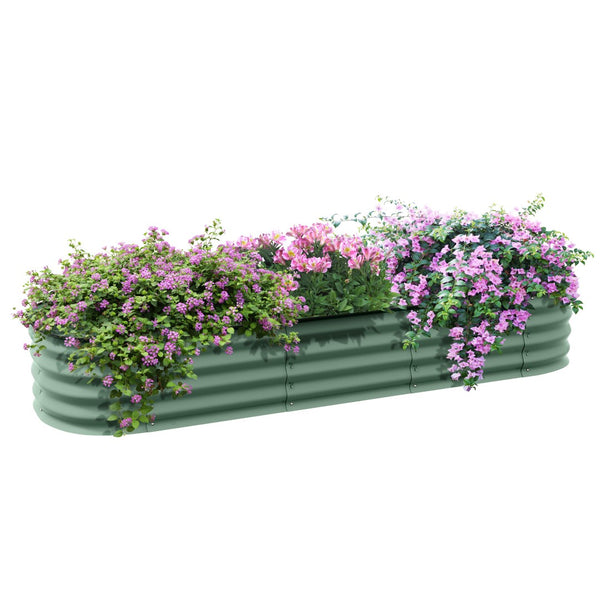 English Elm Outsunny 6.4' Galvanized Metal Raised Garden Bed Kit - Easy Diy Elevated Planter For Flowers & Veggies W2225P172537-GIGA
