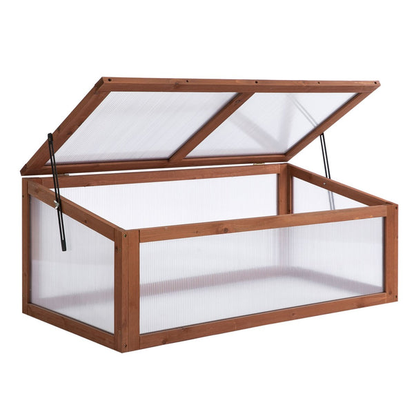 English Elm Outsunny Fir Wood Cold Frame Greenhouse Polycarbonate Panels Uv Protection Outdoor Planter W2225P164111