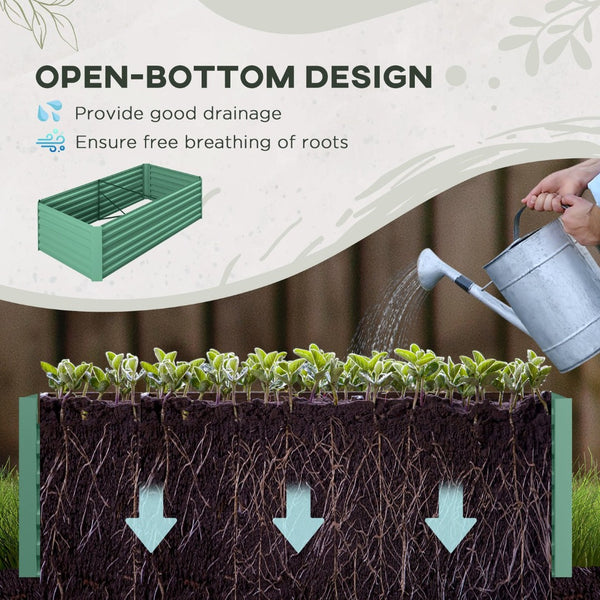 English Elm Outsunny Galvanized Raised Garden Bed Kit - 6' Metal Planter Box For Vegetables & Herbs, Easy Setup W2225P172508-GIGA
