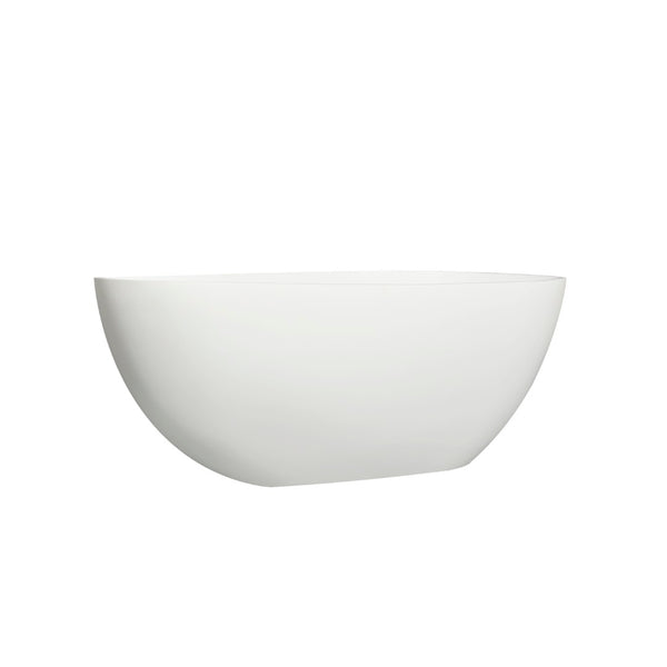 English Elm 66.9 Inch Stone Resin Freestanding Soaking Tub Matte White Sculptural Spa Bath W1613P162597
