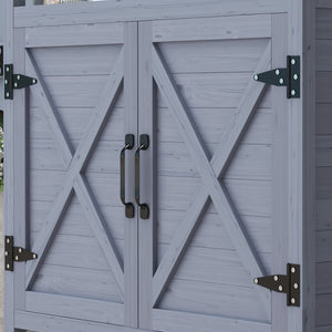 English Elm Outsunny Outdoor Potting Bench - Mobile Wooden Table With Aluminum Top & Storage For Garden Lovers W2225P172591-GIGA