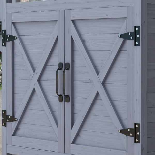 English Elm Outsunny Outdoor Potting Bench - Mobile Wooden Table With Aluminum Top & Storage For Garden Lovers W2225P172591-GIGA