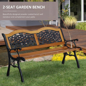 English Elm Outsunny 50" Classic Outdoor Garden Bench With Decorative Metal Accents For Patios And Lawns W2225P172501-GIGA