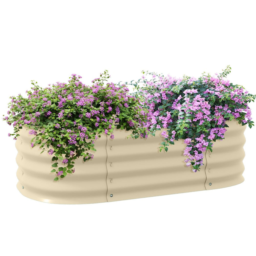 English Elm Outsunny Galvanized Steel Raised Garden Bed Outdoor Planter with Safe Rubber Edging W2225P172533