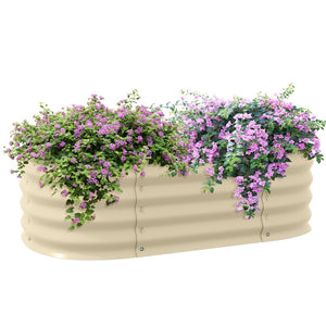 English Elm Outsunny Galvanized Steel Raised Garden Bed Outdoor Planter with Safe Rubber Edging W2225P172533