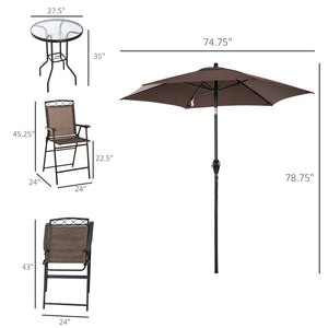 English Elm Outsunny 4-Piece Compact Outdoor Dining Set With Folding Chairs & Adjustable Umbrella For Patios W2225P172520-GIGA