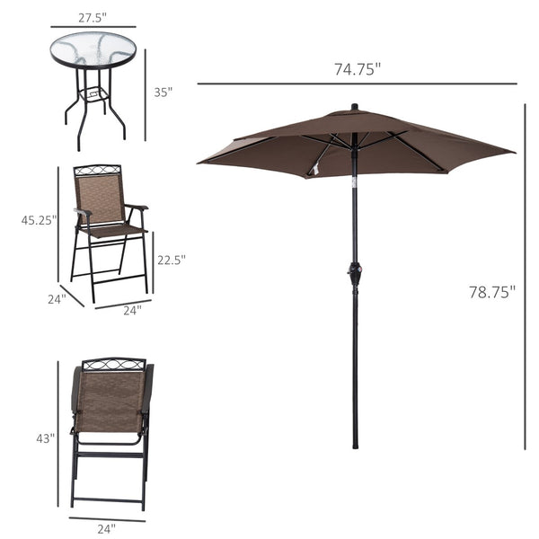 English Elm Outsunny 4-Piece Compact Outdoor Dining Set With Folding Chairs & Adjustable Umbrella For Patios W2225P172520-GIGA