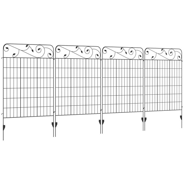 English Elm Outsunny Garden Fence Panels - 4 Pack Rust-Resistant Steel Edging For Decorative Yard Borders W2225P172595-GIGA