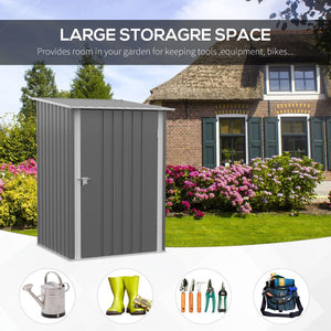 English Elm Outsunny 3.3' X 3.4' Outdoor Storage Shed - Durable Galvanized Steel, Lockable Door & Vents, Gray W2225P164091-GIGA