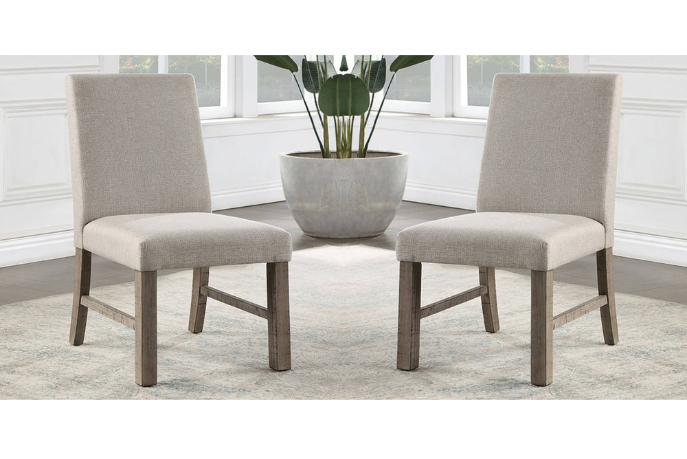 English Elm Elegant Rustic Gray Solid Wood Dining Chairs Set of 2 with Upholstered Seats, Stretchers, Padded Comfort B011P162632
