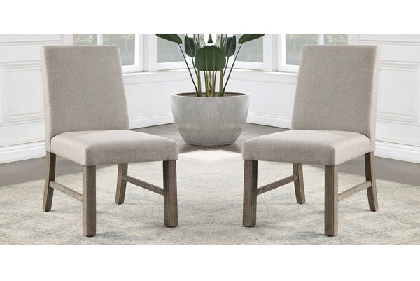 English Elm Elegant Rustic Gray Solid Wood Dining Chairs Set of 2 with Upholstered Seats, Stretchers, Padded Comfort B011P162632