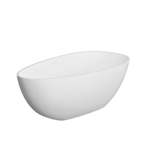 English Elm 66.9 Inch Stone Resin Freestanding Soaking Tub Matte White Sculptural Spa Bath W1613P162597