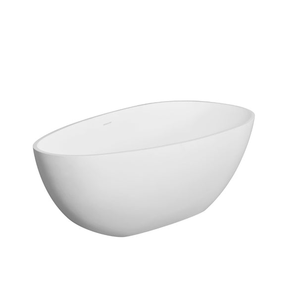 English Elm 66.9 Inch Stone Resin Freestanding Soaking Tub Matte White Sculptural Spa Bath W1613P162597