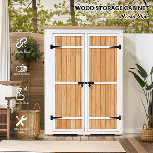 English Elm TOPMAX Outdoor 5.5ft Wood Storage Shed Cabinet with Waterproof Asphalt Roof, Lockable Doors, Sturdy Natural SP100016AAL