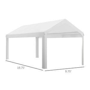 English Elm Outsunny 10' X 20' Carport Replacement Canopy Cover - Uv & Water Resistant, Easy Installation, White W2225P164082-GIGA