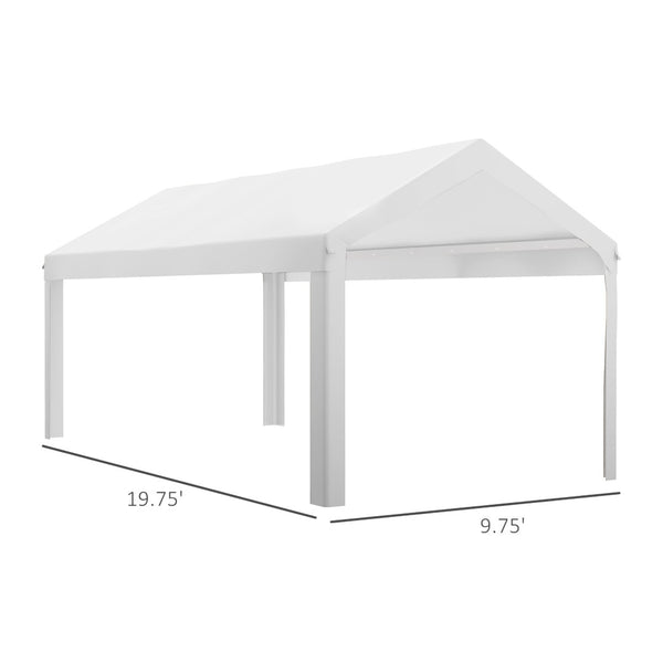 English Elm Outsunny 10' X 20' Carport Replacement Canopy Cover - Uv & Water Resistant, Easy Installation, White W2225P164082-GIGA