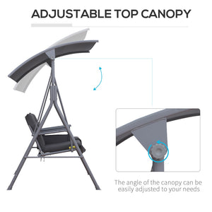 English Elm Outsunny 2-Person Freestanding Porch Swing With Canopy, Cushions, Cup Holders & Storage Tray W2225P172566-GIGA