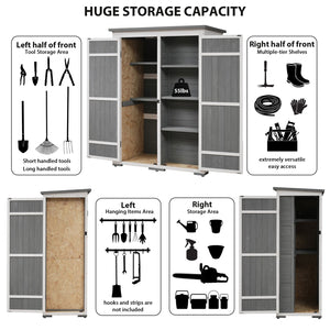 English Elm TOPMAX Outdoor 5.5ft Wood Storage Shed Cabinet with Waterproof Asphalt Roof, Lockable Doors, Sturdy White+gray SP100016AAE