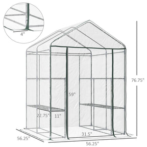 English Elm Outsunny 5' X 5' Mini Walk-In Greenhouse Kit With 3-Tier Shelves, Roll-Up Door & Durable Cover W2225P164103-GIGA