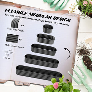 English Elm Outsunny Galvanized Steel Raised Garden Bed Modular Planter for Herbs and Vegetables W2225P172538