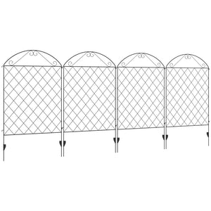 English Elm Outsunny Steel Garden Fence Panels, 4 Pack Decorative Animal Barrier For Yard, Patio & Landscape W2225P172568-GIGA