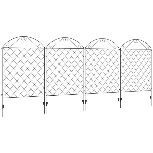English Elm Outsunny Steel Garden Fence Panels, 4 Pack Decorative Animal Barrier For Yard, Patio & Landscape W2225P172568-GIGA
