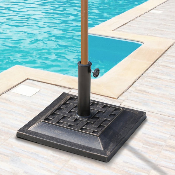English Elm Outsunny 20 Lbs Decorative Patio Market Umbrella Base Stand With Antique Bronze Finish & Stability W2225P164116-GIGA